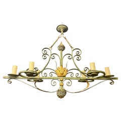 Neorustic Wrought Iron Pendant, circa 1950