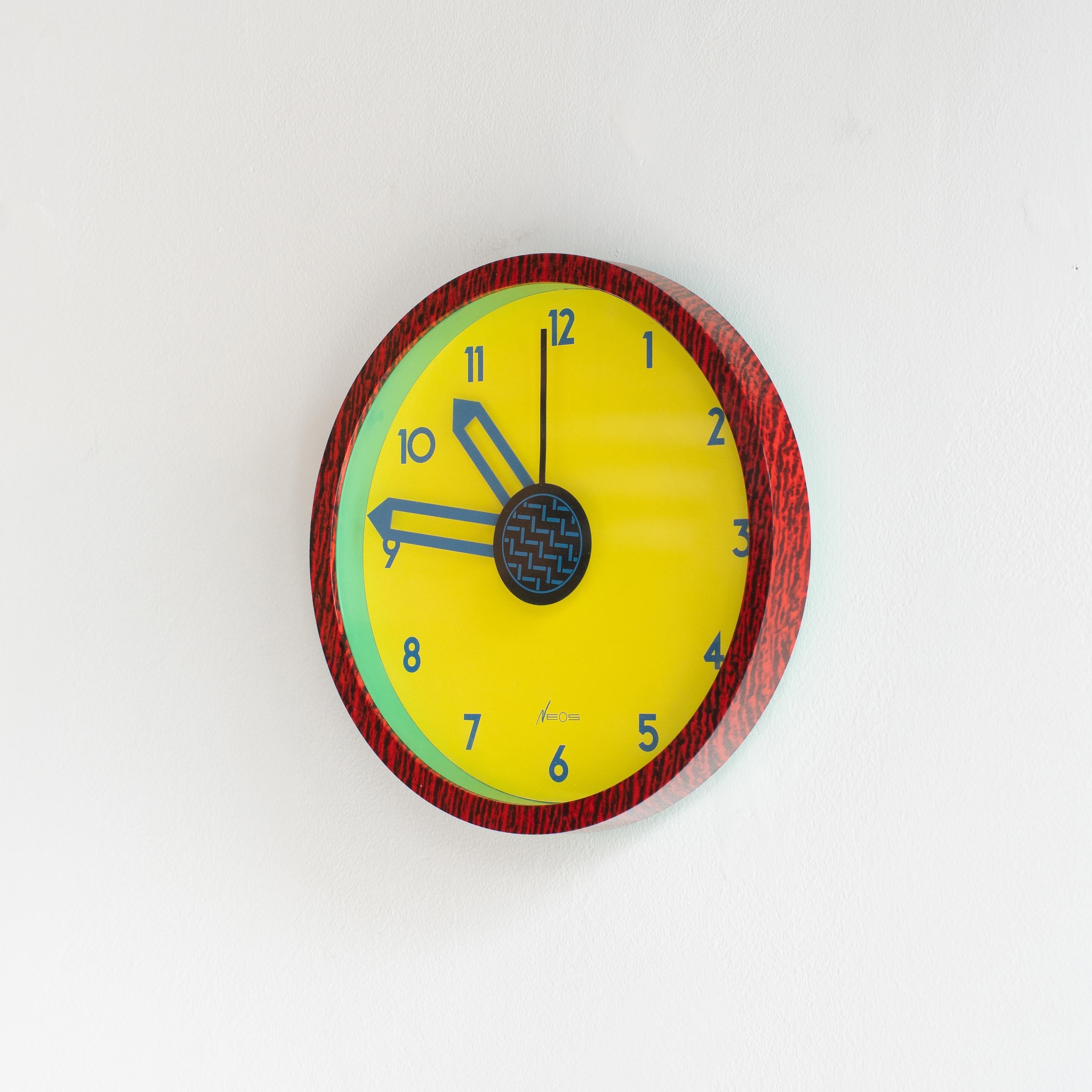 Post-Modern Neos Wall Clock 2 George Sowden Nathalie du Pasquier  Postmodern For Sale