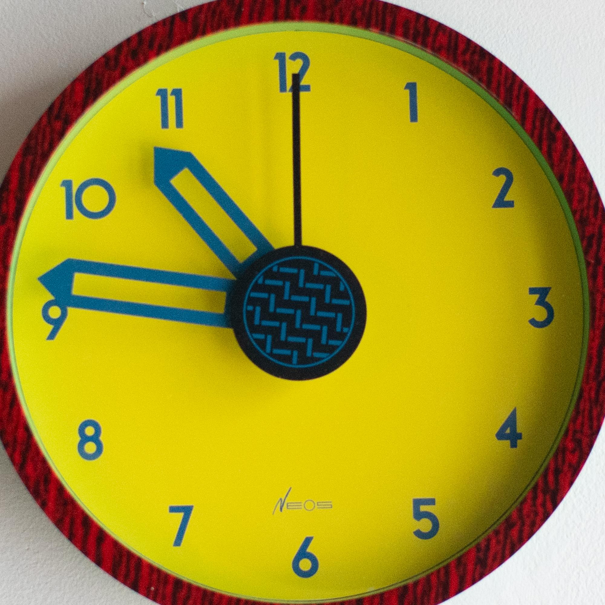Italian Neos Wall Clock 2 George Sowden Nathalie du Pasquier  Postmodern For Sale