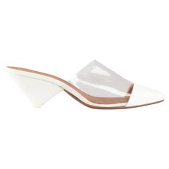 Neous White Leather Plexi Panel Mules Size IT 38