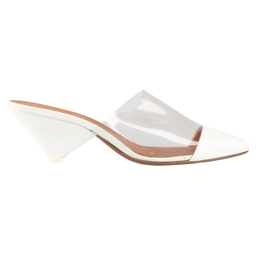 Neous White Leather Plexi Panel Mules Size IT 38 For Sale