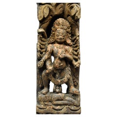 Nepal, 16th - 17th Century, Small wooden panel representing Bhairava / Shiva