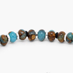 Bracciale Nepal con macramè nero e perline di diaspro lucido, taglia M