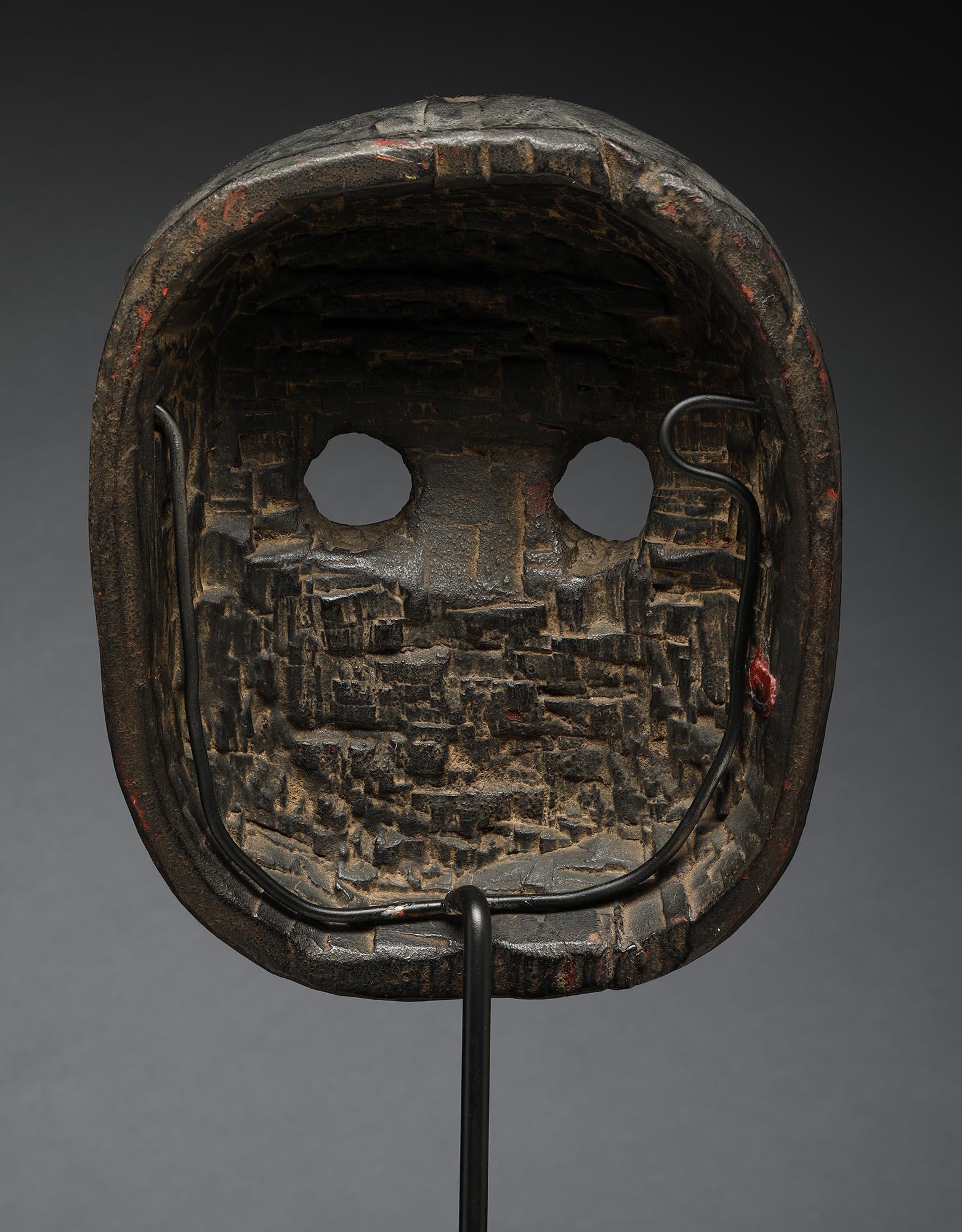 Bois Masque de danse Népalais Citipati Wood Wood avec yeux ouverts bouche dents, masque crâne noir en vente
