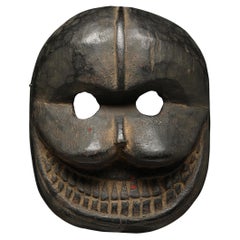Maschera da ballo in legno del Nepal Citipati con occhi aperti, bocca e denti, maschera a teschio nera