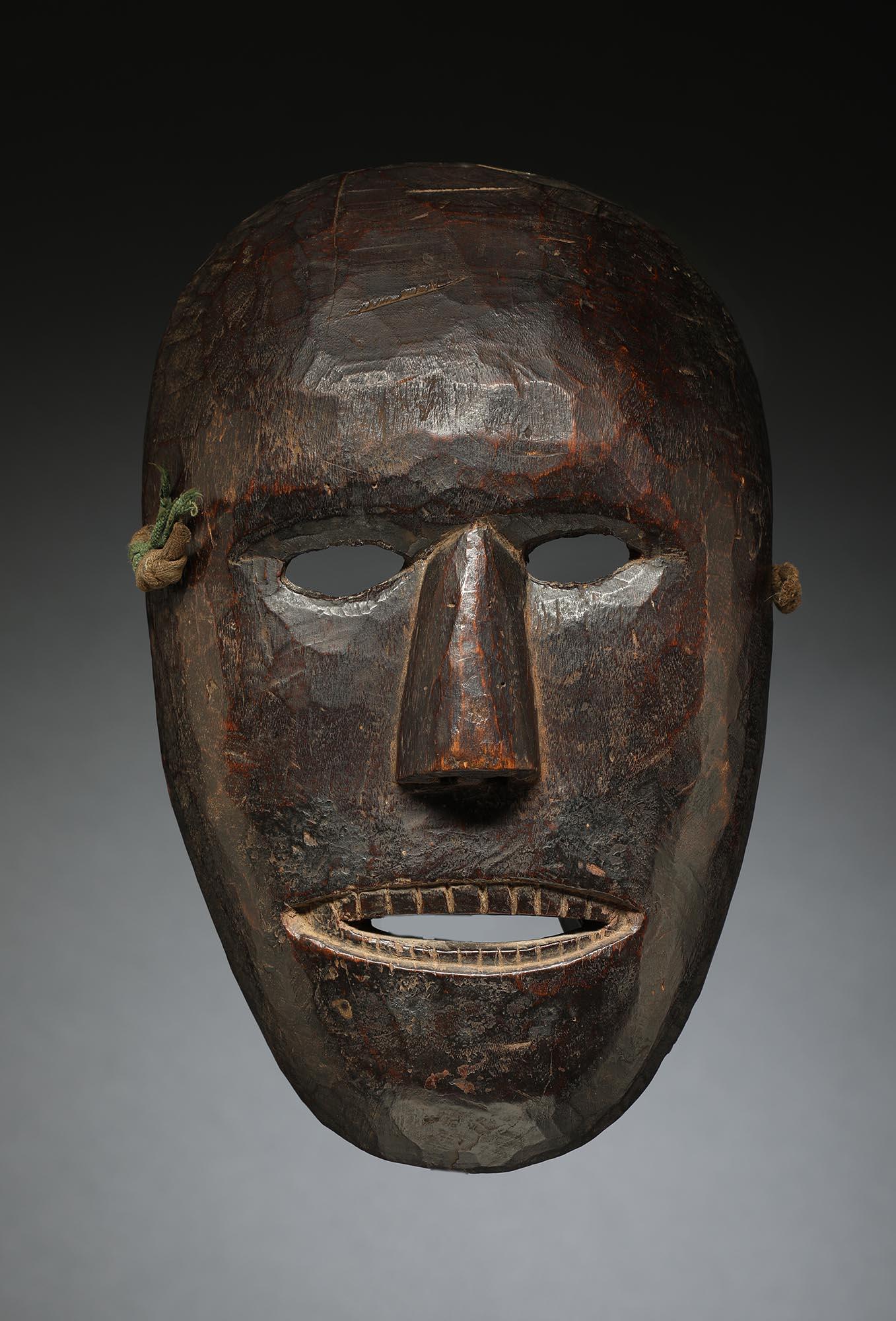 Nepalese Nepal Dance Mask Oval Face with Open Mouth Teeth, Late 19th-Early 20th Century