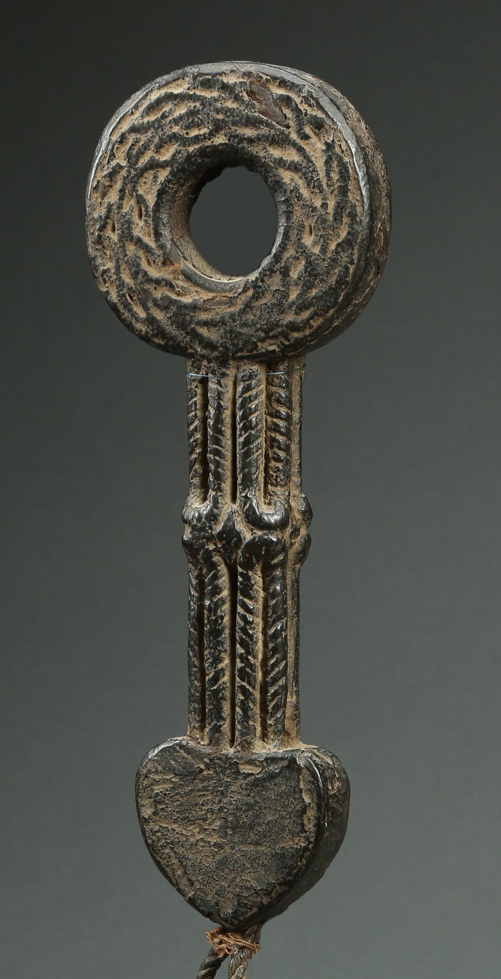 Tribal Nepal Himalayan Butter Churn Handle, Early 20th Century with Heart Shape For Sale