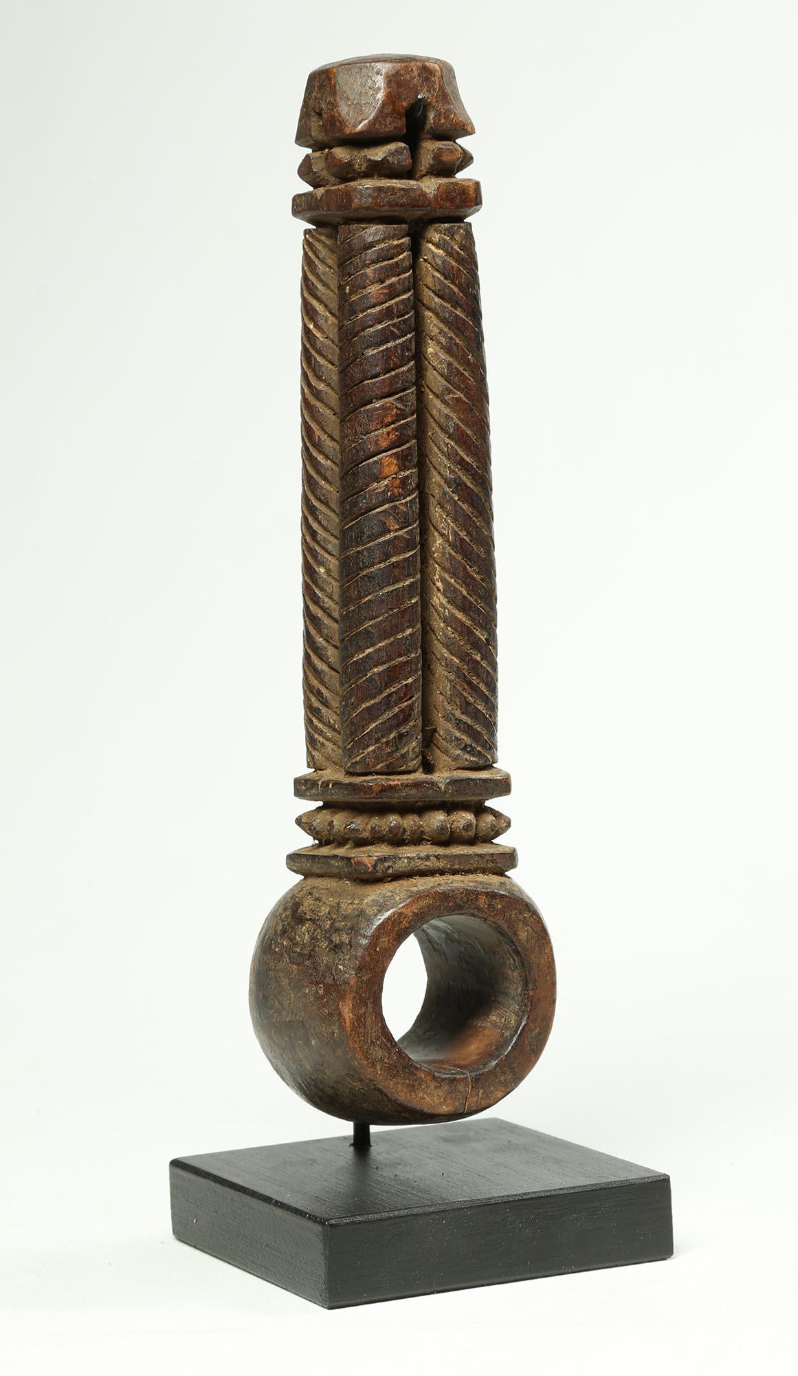 Tribal Nepal Himalayan Butter Churn Handle, Early 20th Century with Columns