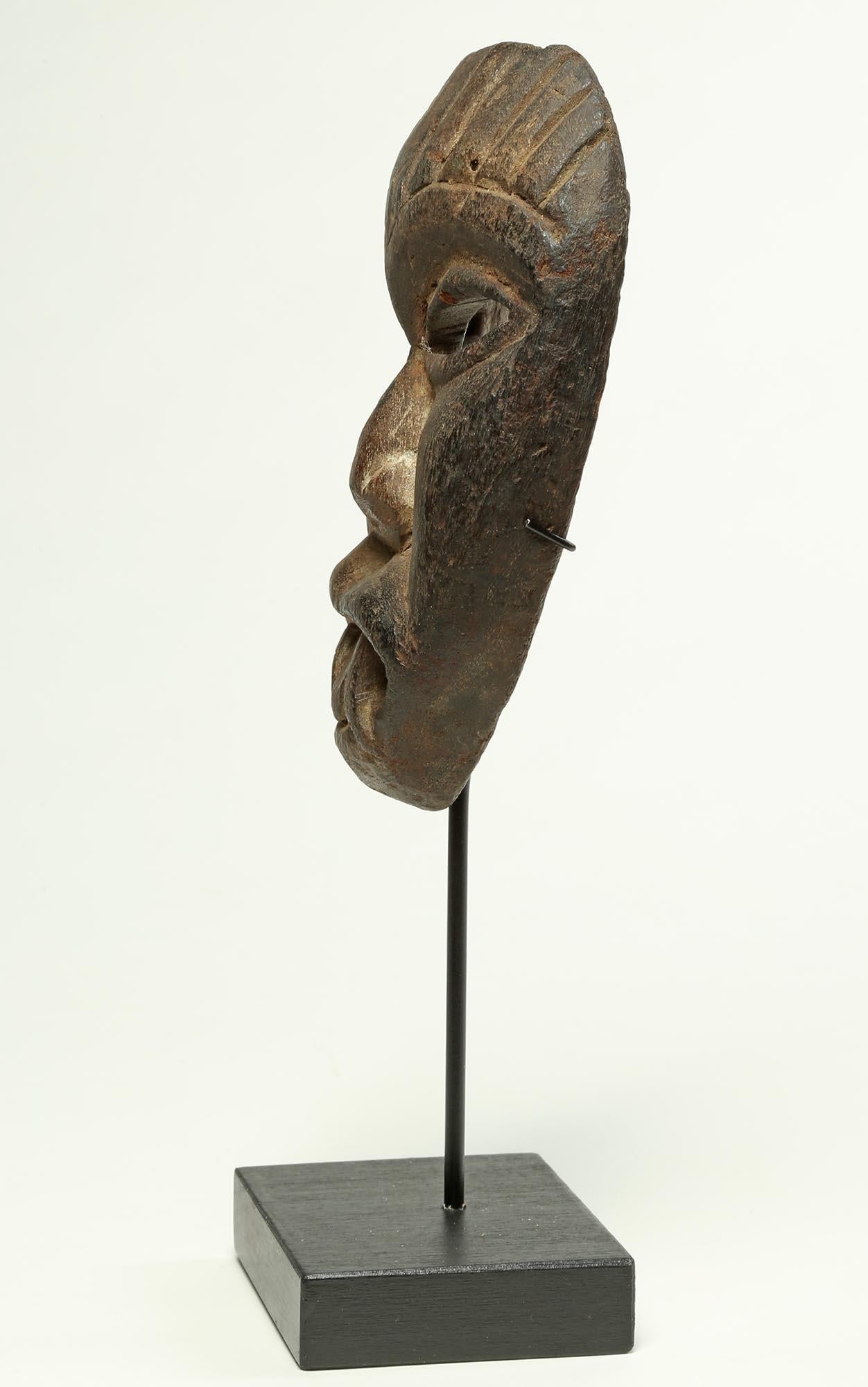 Nepalese Nepal Himalayan Wood Mask, Early 20th Century Miniature Demon with fangs For Sale