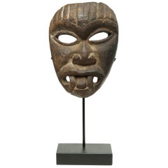 Nepal Himalayan Wood Mask, Early 20th Century Miniature Demon with fangs