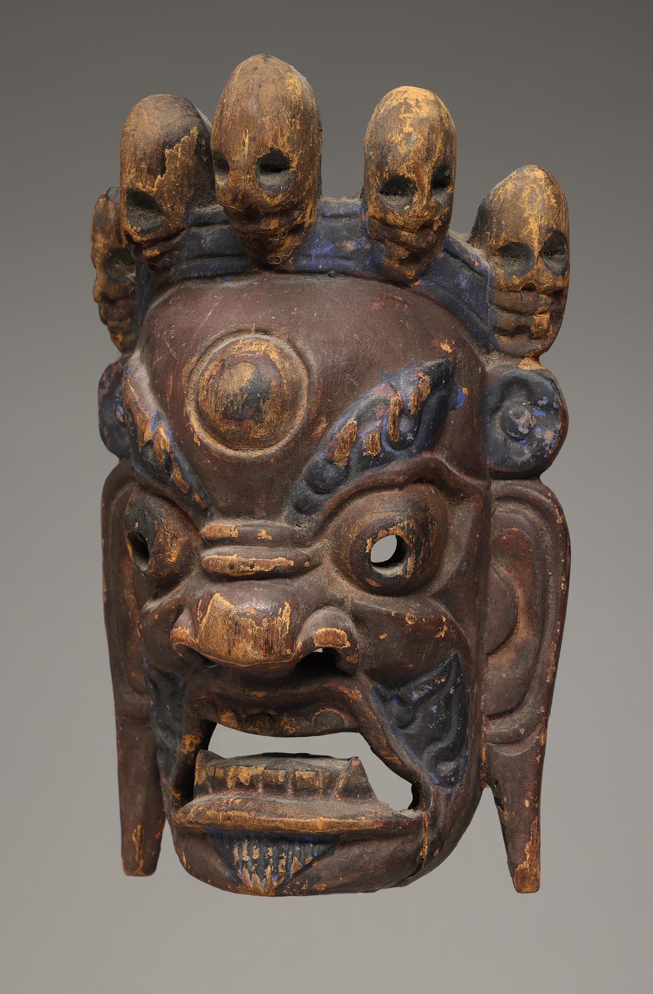 Tribal Népal Mahakala  Masque de danse ouvert aux yeux vifs en vente