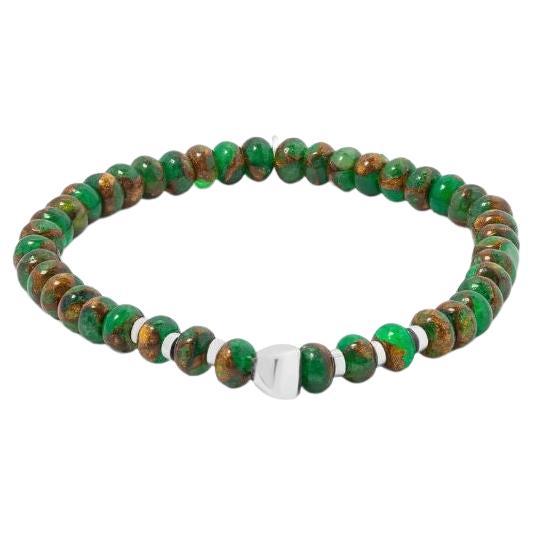 Nepal Nuovo Bracelet with Green Jasper, Size L For Sale