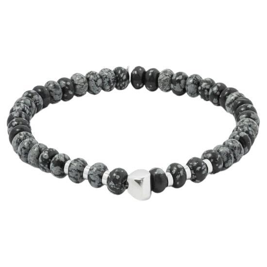 Nepal Nuovo-Armband mit Schneeflocken-Obsidian, Größe L