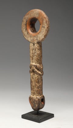 Nepal or Tibet Ghurra Churn Handle Carved Woven Knot, Old Worn Patina