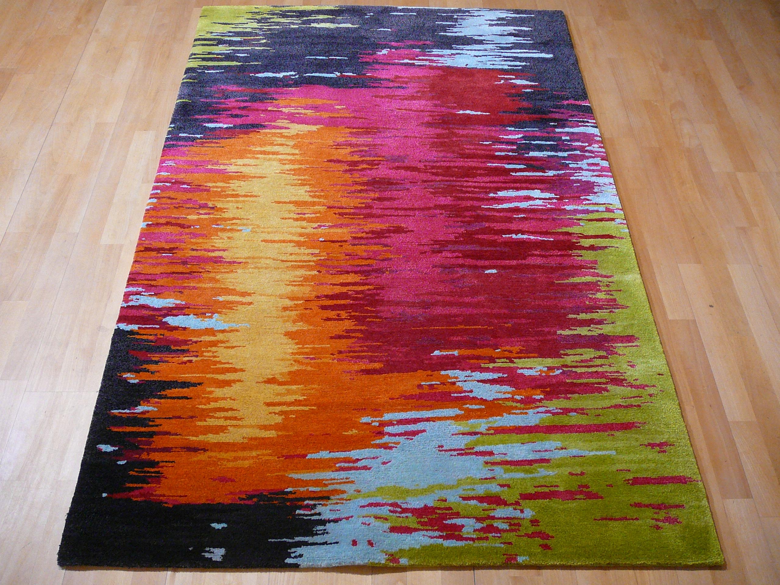 Contemporary Modernist Rug Wool and Silk 21 Century Abstract Design In New Condition For Sale In Lohr, Bavaria, DE