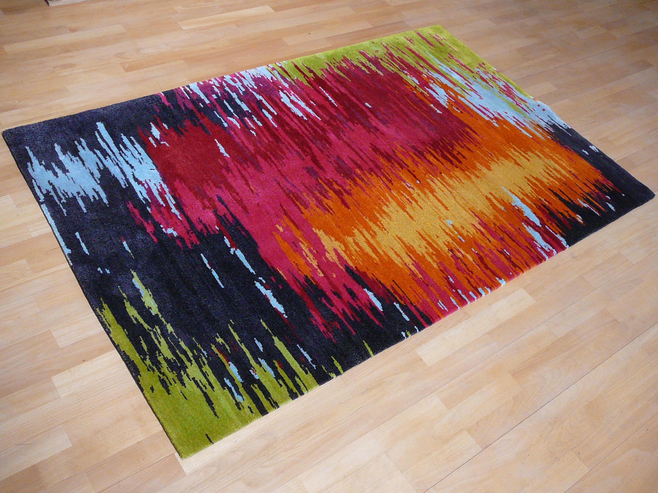 Contemporary Modernist Rug Wool and Silk 21 Century Abstract Design For Sale 4