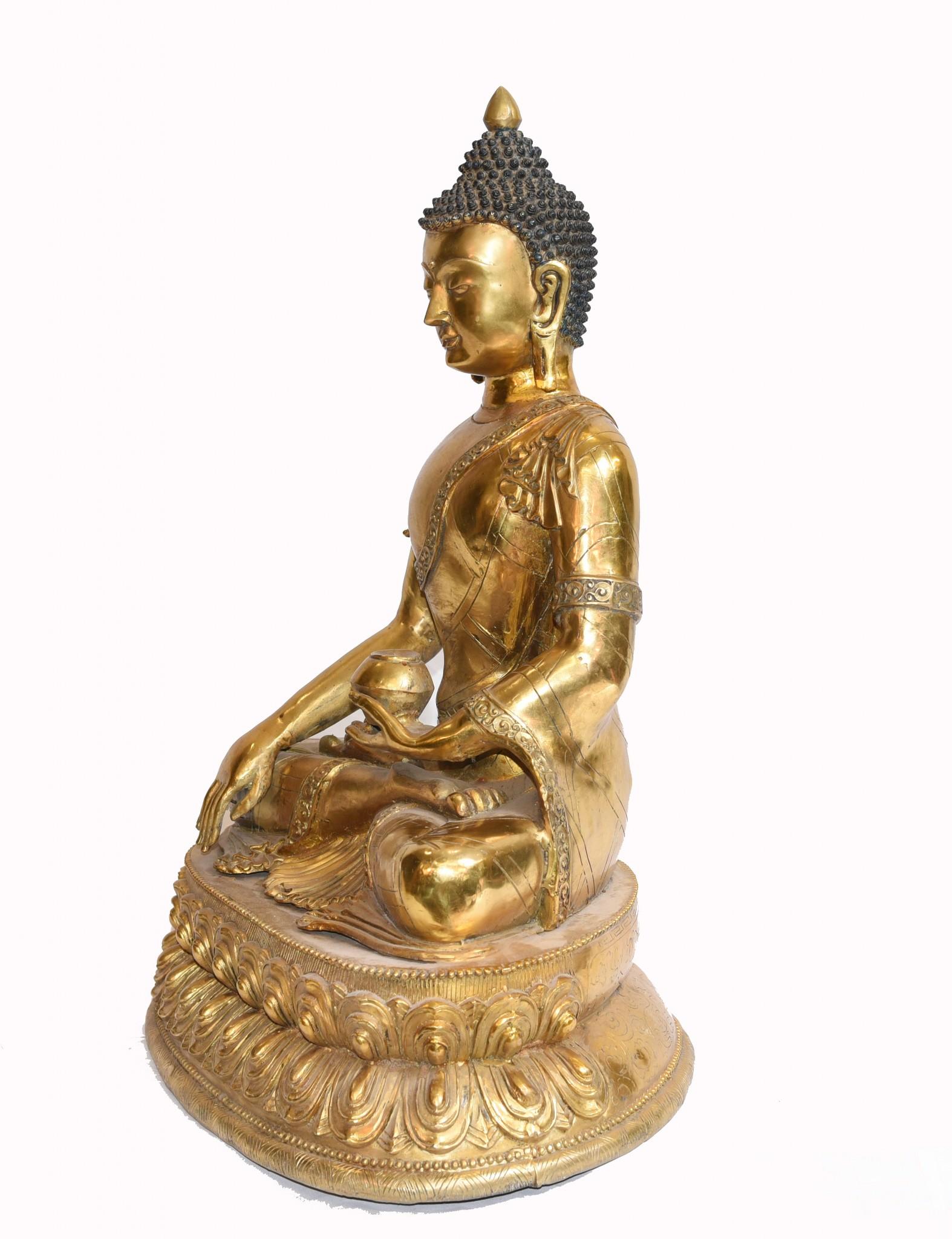 Nepalesische Buddha-Statue- Meditationsskulptur aus Lotusguss im Angebot 8