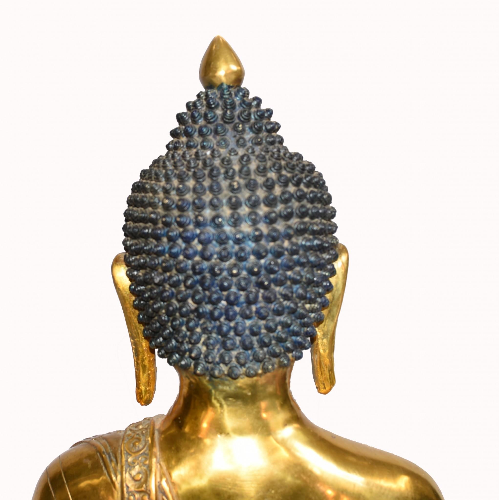 Nepalesische Buddha-Statue- Meditationsskulptur aus Lotusguss im Angebot 10