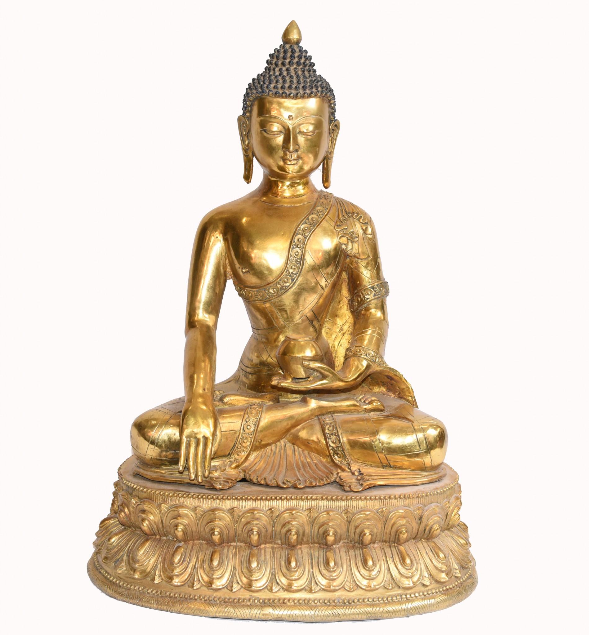 Nepalesische Buddha-Statue- Meditationsskulptur aus Lotusguss im Angebot 11
