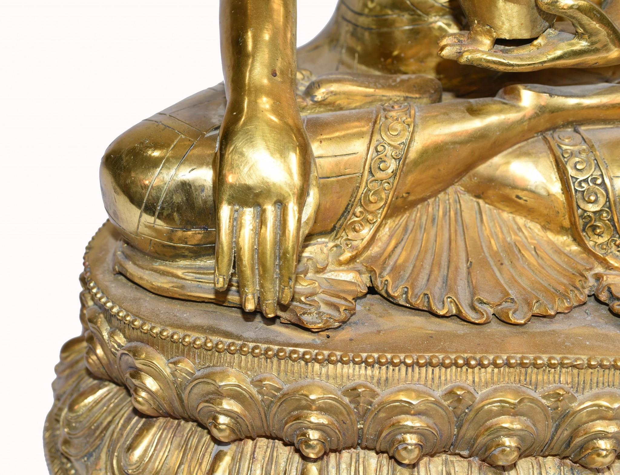 Nepalesische Buddha-Statue- Meditationsskulptur aus Lotusguss im Zustand „Gut“ im Angebot in Potters Bar, GB