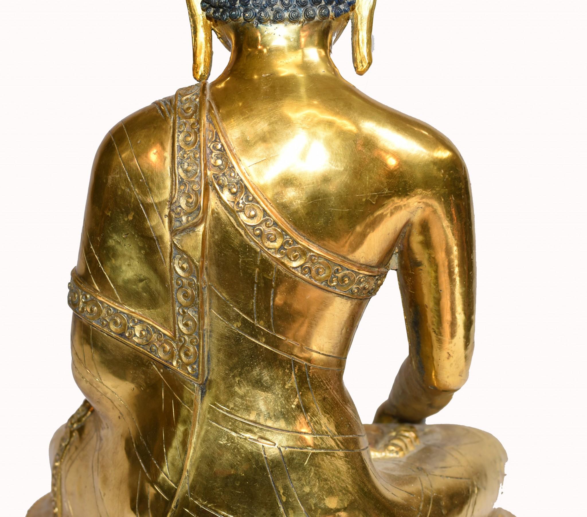 Nepalesa Estatua de Buda Meditación Fundición Escultura Trono de Loto Bronce en venta
