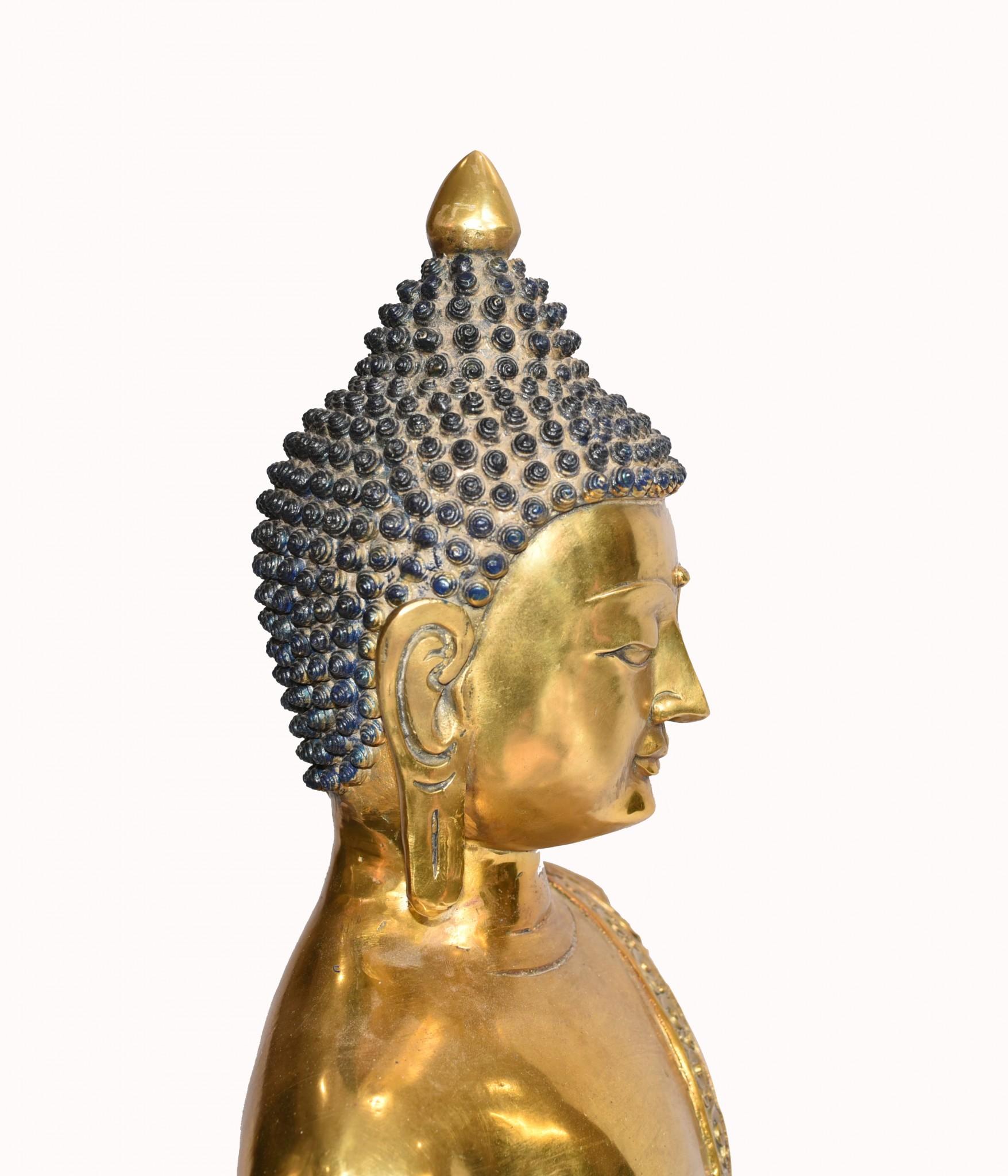 Nepalesische Buddha-Statue- Meditationsskulptur aus Lotusguss im Angebot 2