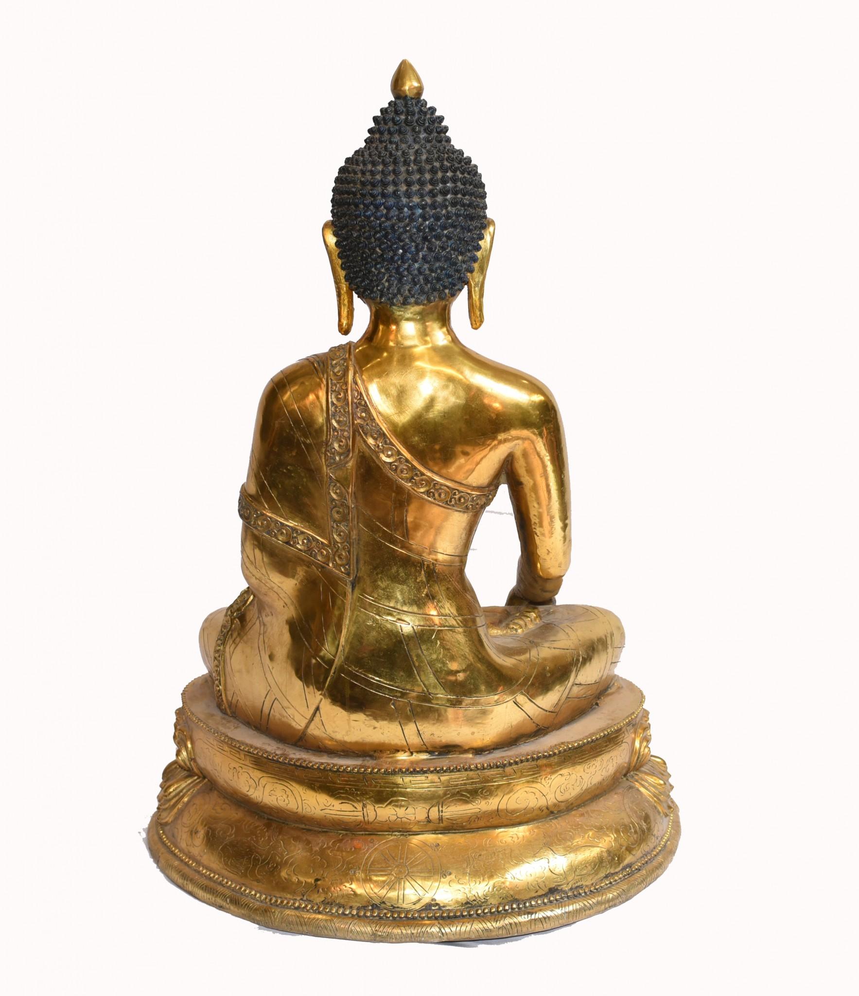 Nepalesische Buddha-Statue- Meditationsskulptur aus Lotusguss im Angebot 4