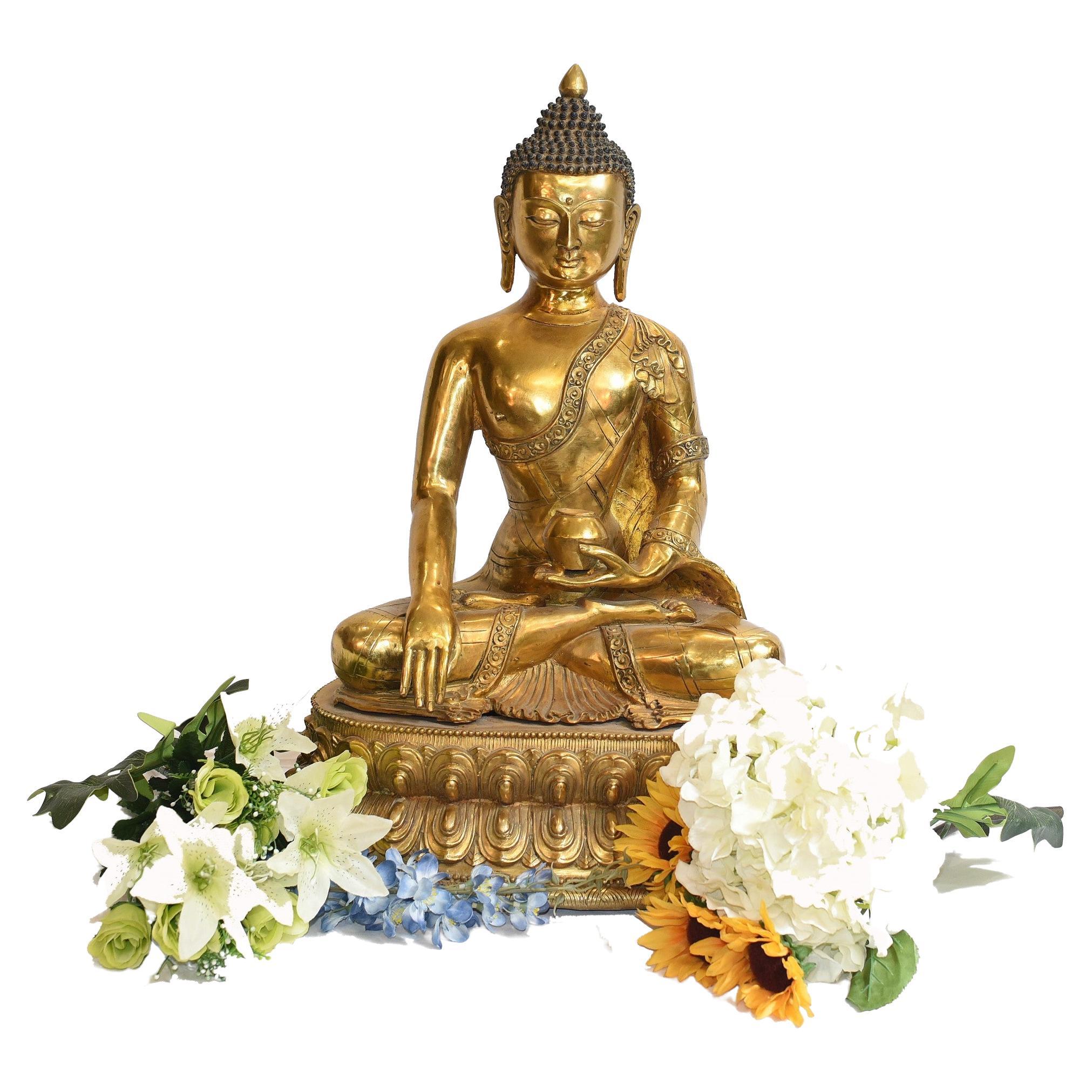 Nepalese Buddha Statue Meditation Casting Lotus Throne Sculpture For Sale
