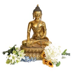 Nepalesa Estatua de Buda Meditación Fundición Escultura Trono de Loto
