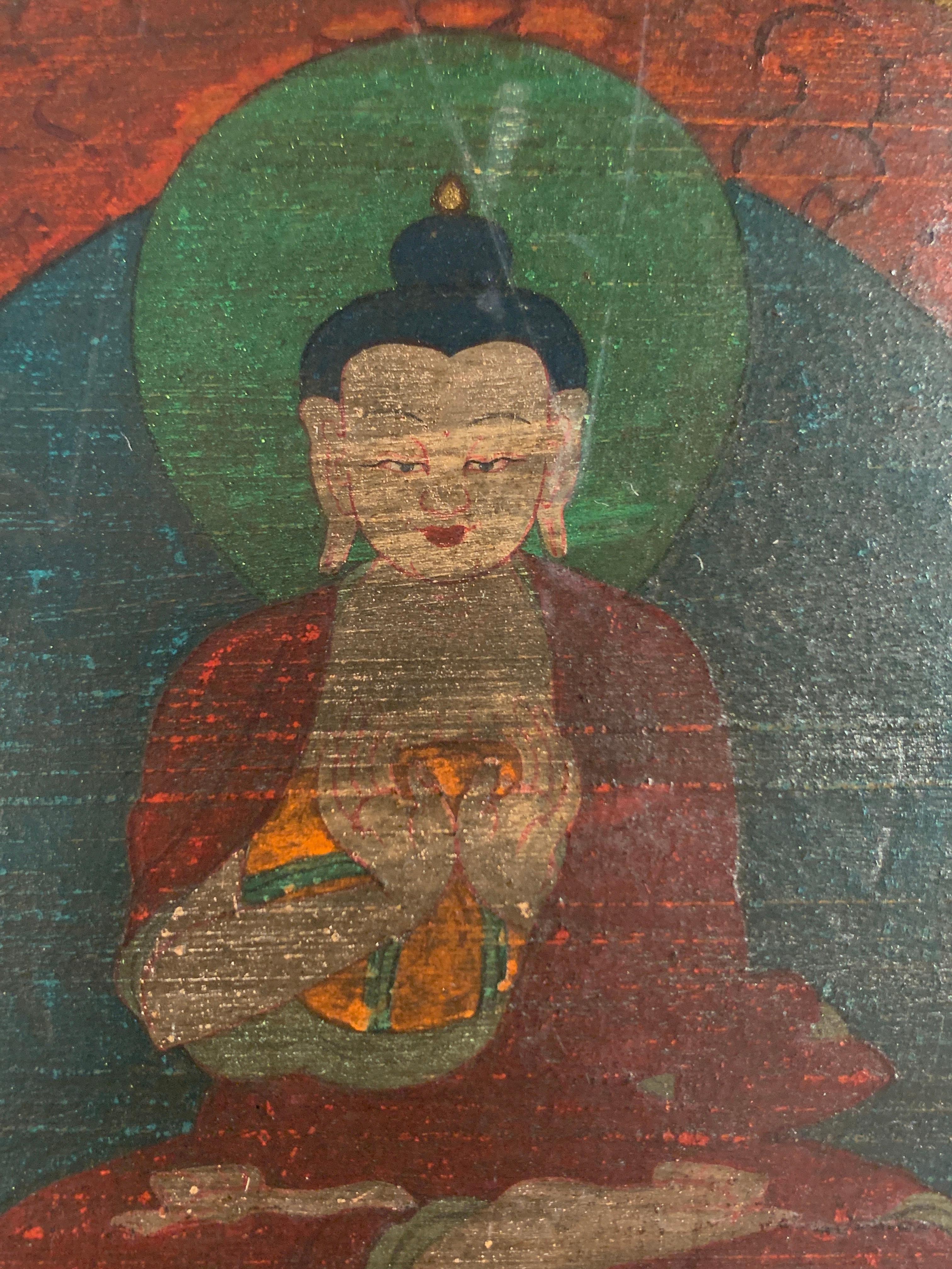 Portada de manuscrito budista nepalí tallada y pintada, siglo XV en venta 10