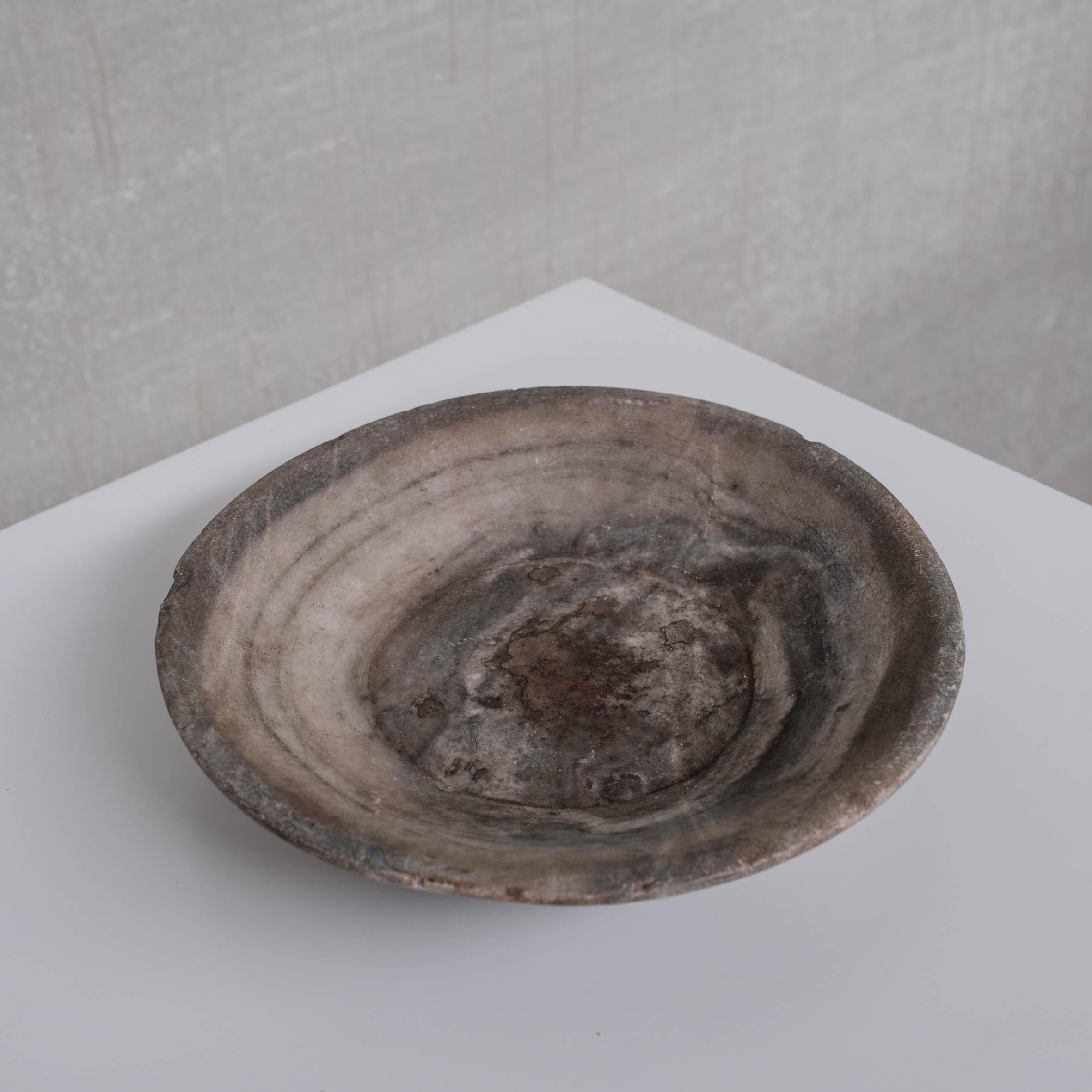 Nepalese Marble or Stone Small Primitive Bowl  In Good Condition For Sale In London, GB