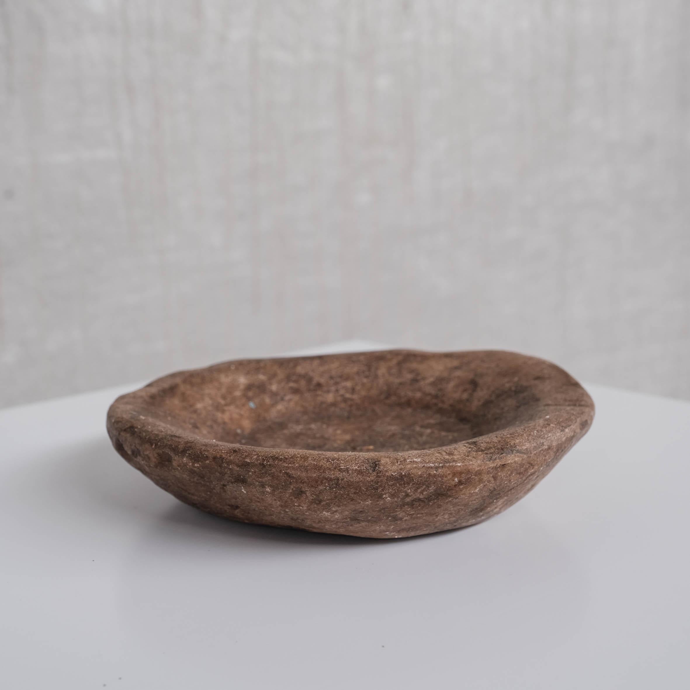 Nepalese Marble or Stone Small Primitive Bowl 'No.2' In Good Condition For Sale In London, GB