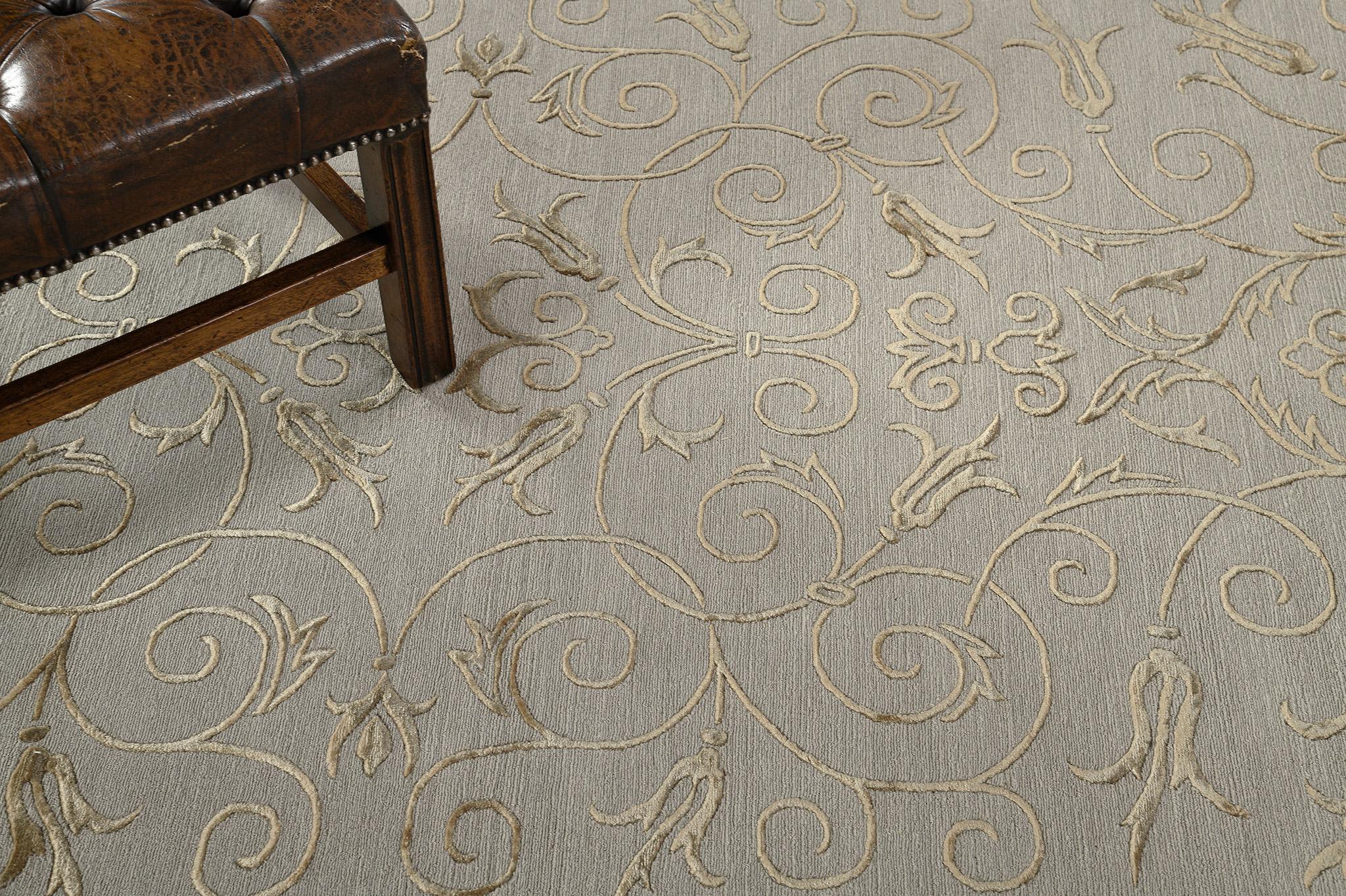 Goffrato Tappeto Nepalese dal design moderno in lana e seta D417 in vendita