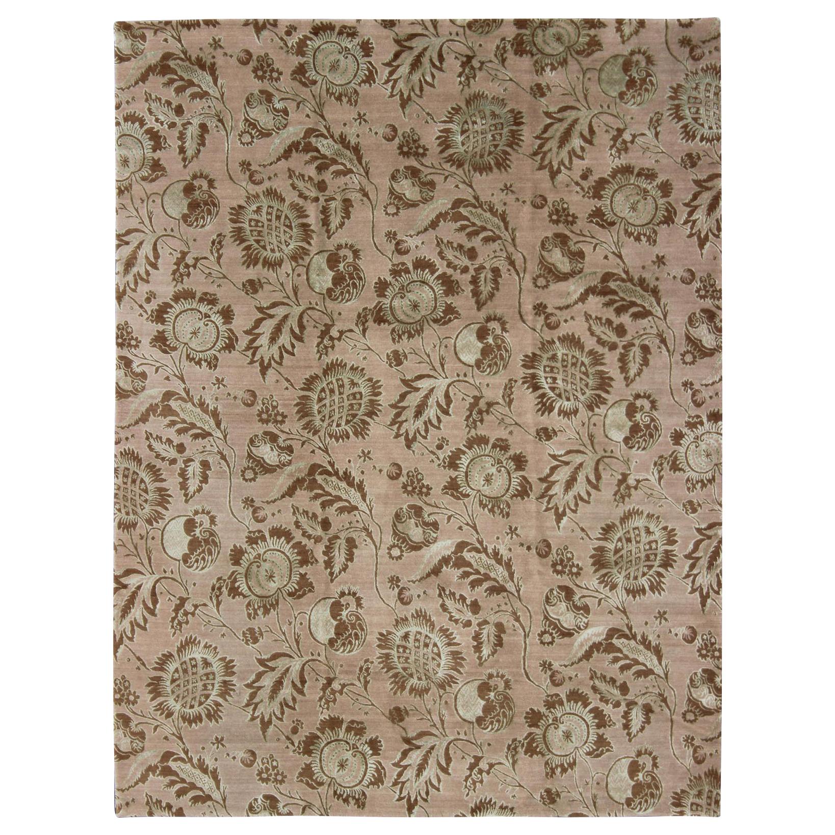 Black and Gold Floral Wool and Silk Area Rug For Sale at 1stDibs wool