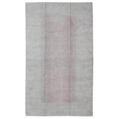 Tapis moderne népalais rose et blanc