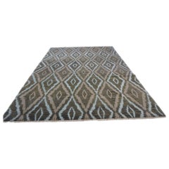 Nepalese Modern Wool & Silk 9X12 Green, Blue & Grey Handmade Area Rug