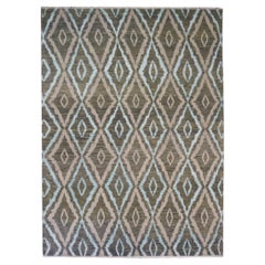 Nepalese Modern Wool & Silk 9X12 Green, Blue & Grey Handmade Area Rug