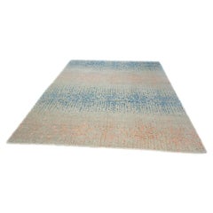 Nepalese Modern Wool & Silk 9X12 Grey, Blue & Pink Handmade Area Rug