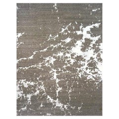 Nepalese Modern Wool & Silk 9X12 Grey & Ivory Handmade Area Rug
