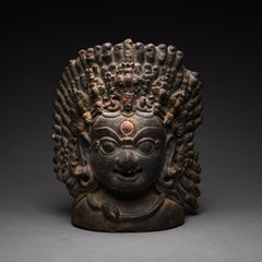 Nepalese Polychromed Terracotta Mask of Bhairava