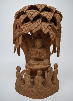 Arbre de Bouddha népalais en bois de santal, 20e siècle