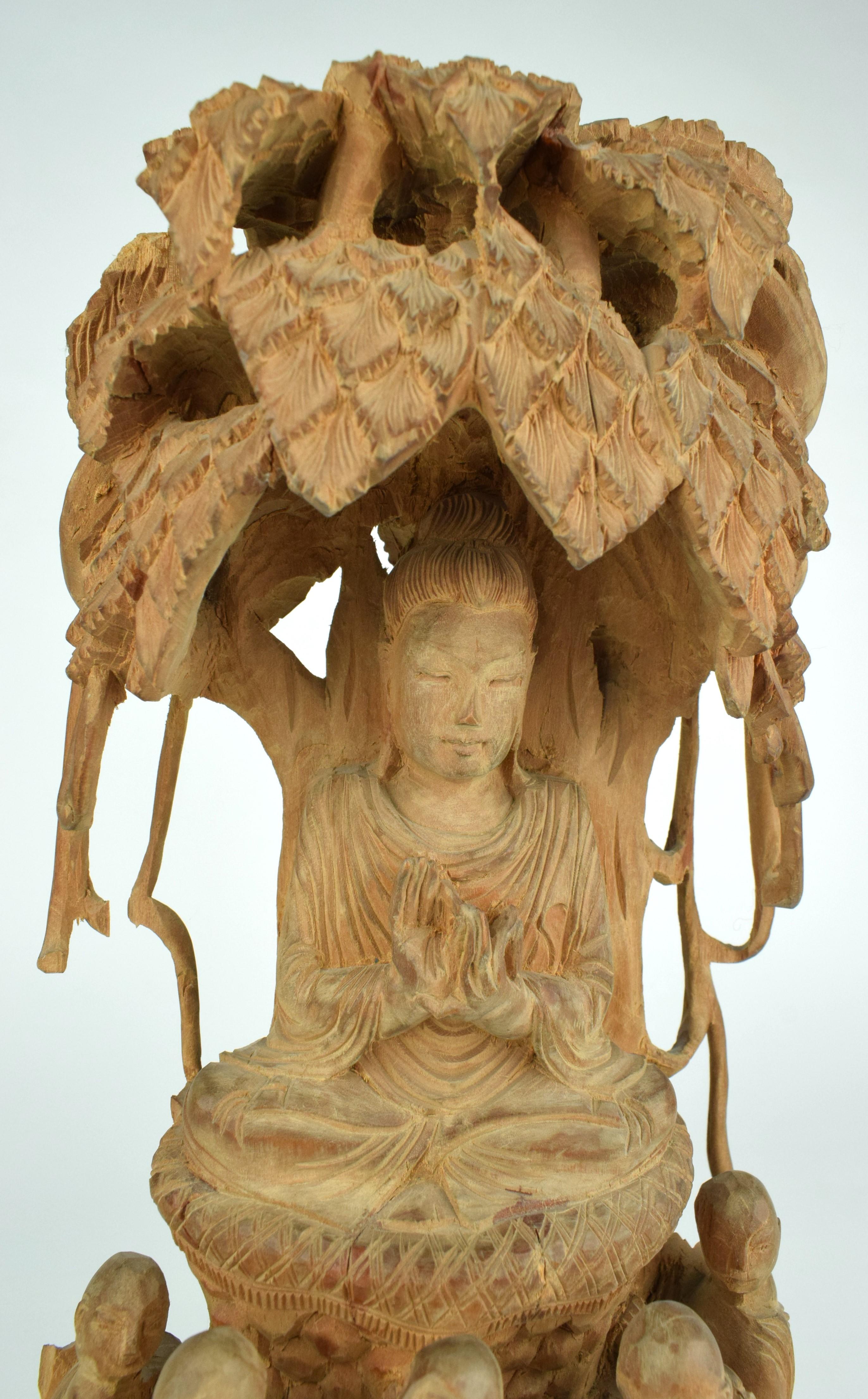 Folk Art Nepalese Sandalwood Buddha Tree, 20th Century For Sale