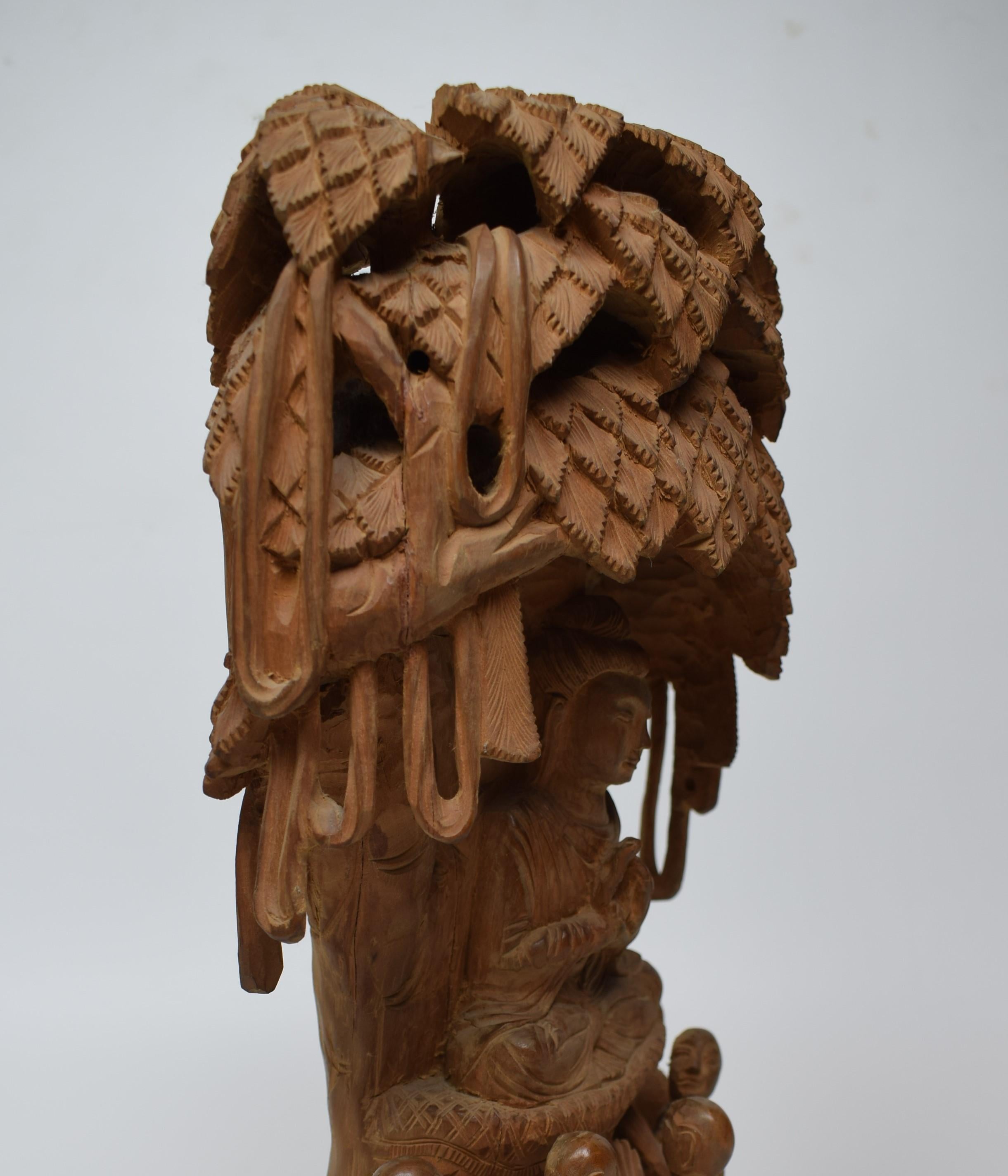Hand-Carved Nepalese Sandalwood Buddha Tree, 20th Century For Sale