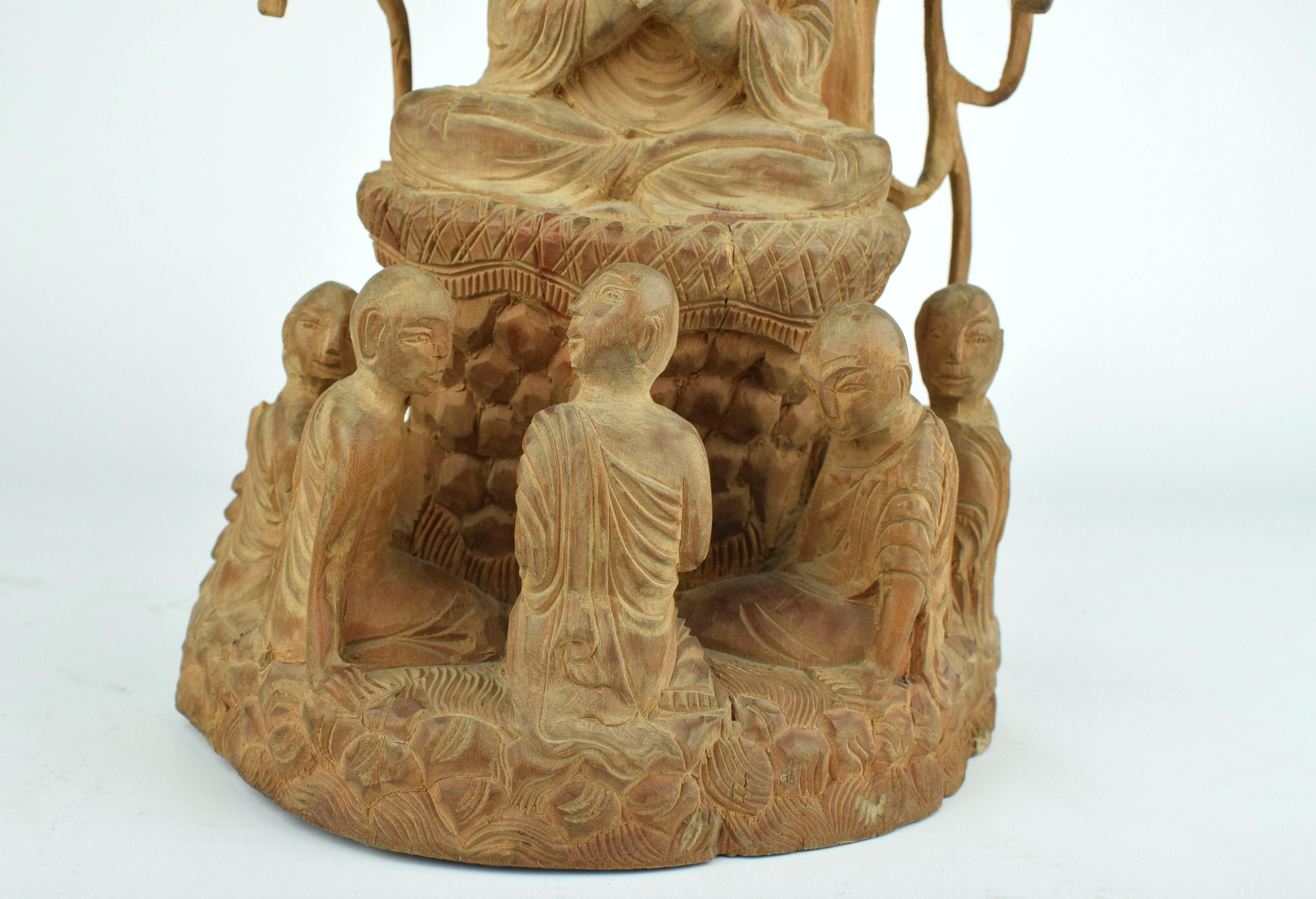 Hand-Carved Nepalese Sandalwood Buddha Tree, 20th Century For Sale
