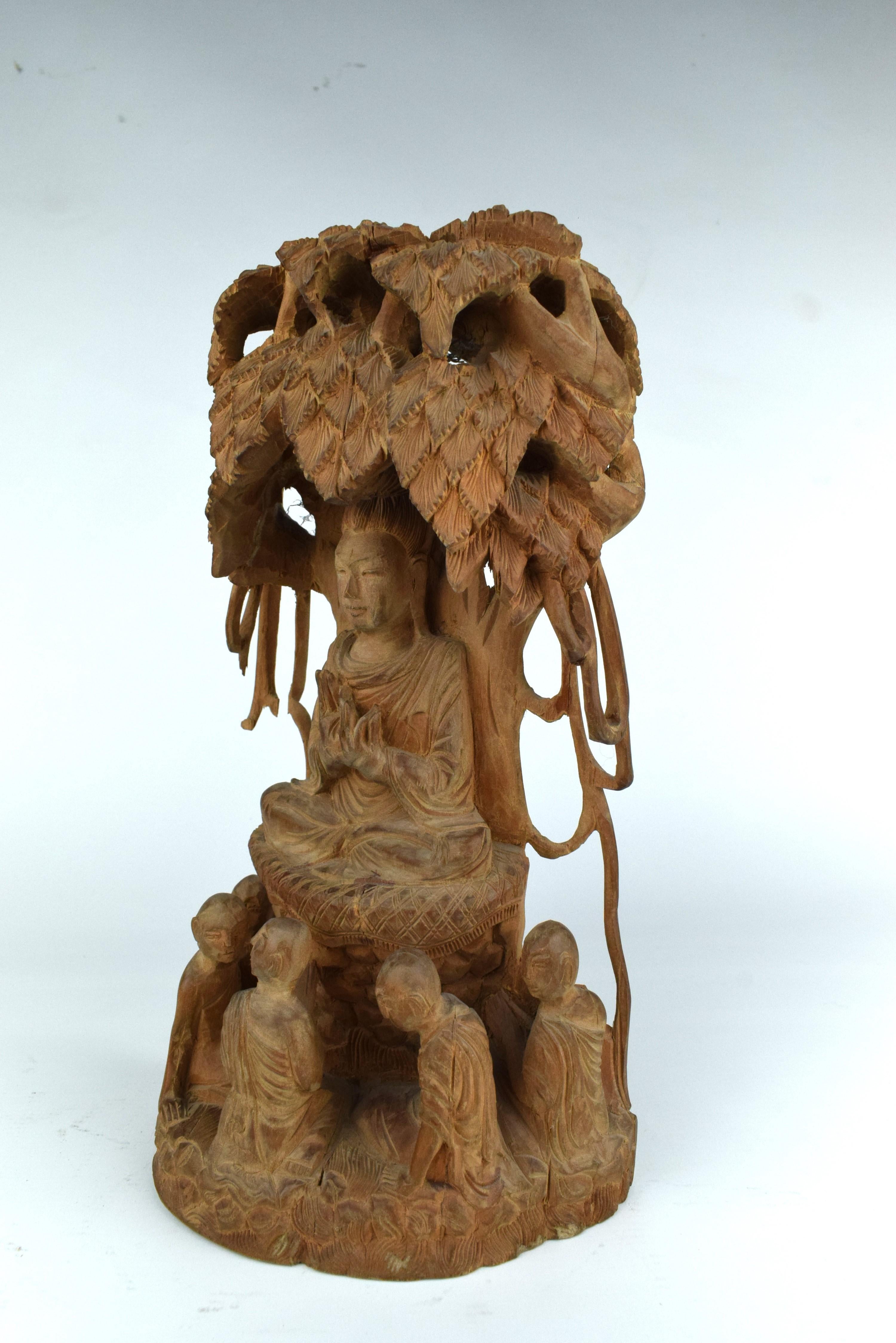 Nepalese Sandalwood Buddha Tree, 20th Century In Fair Condition For Sale In Islamabad, PK