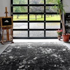 Nepalese Sapana Hand-Knotted Silk Rug 9' x 12' – Modern Abstract Floral Design