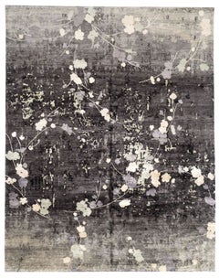 Nepalese Sapana Hand-Knotted Silk Rug 9' x 12' – Modern Abstract Floral Design