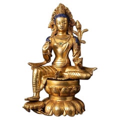 Nepali Bronze-Bodhisattva-Statue aus Nepal, Original Buddhas aus Nepal