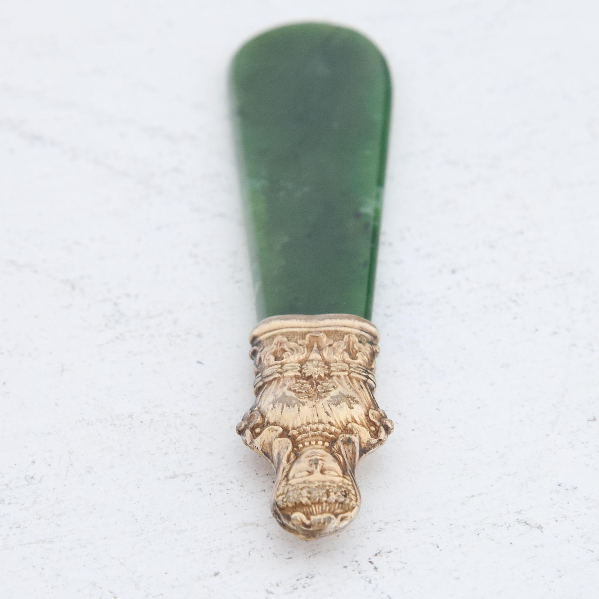 Empire Nephrite Caviar Knife, Probably, Russia, First Half of the 19th Century
