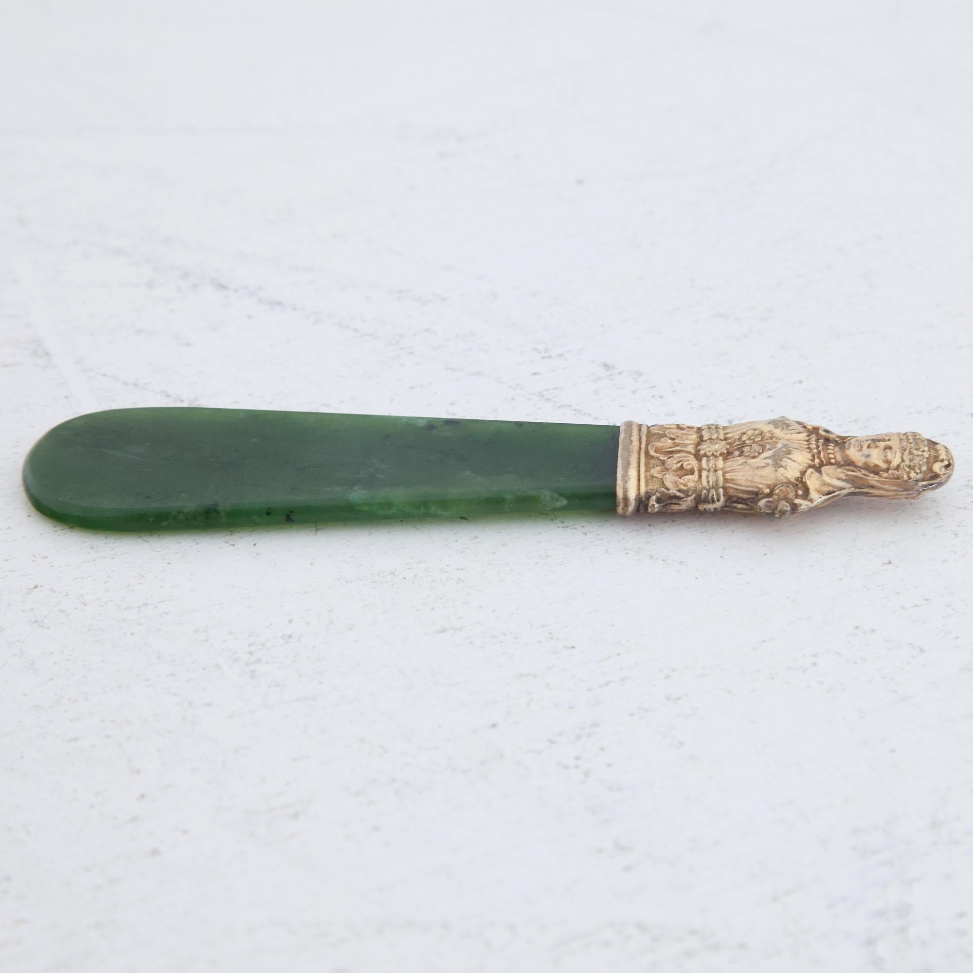 Russian Nephrite Caviar Knife, Probably, Russia, First Half of the 19th Century